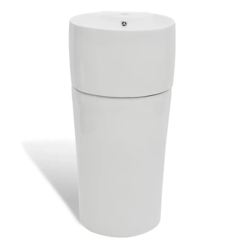Lage Kosten vidaXL Lavandino in Ceramica Bianca Rotondo Foro Rubinetto/ Trabocco