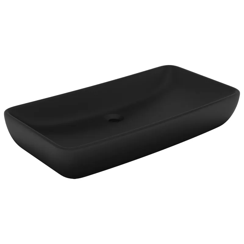 Beperkte Voorraad vidaXL Lavandino Lusso Rettangolare Nero Opaco 71x38 cm in Ceramica