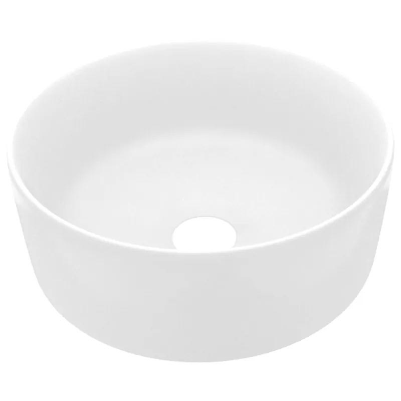 Direct Beschikbaar vidaXL Lavandino Lusso Rotondo Bianco Opaco 40x15 cm in Ceramica