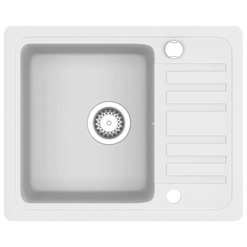 vidaXL Lavello da Cucina in Granito Vasca Singola Bianco Aanbieding