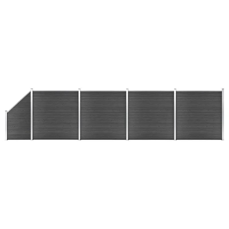 vidaXL Set Pannelli di Recinzione in WPC 792x(105-186) cm Nero Koopje