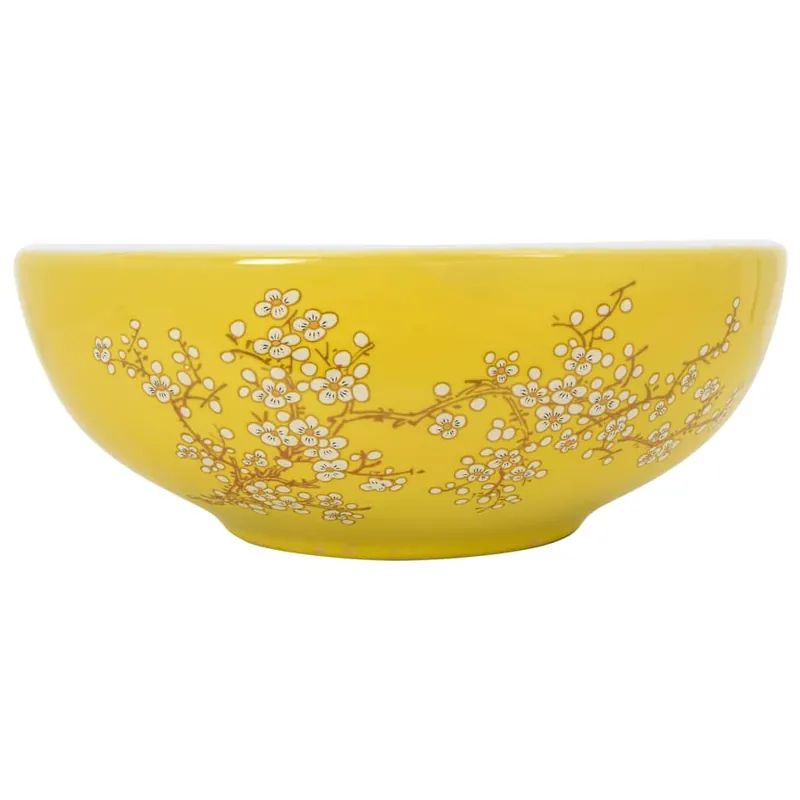 Aanbieding vidaXL Lavabo da Appoggio Bianco e Giallo Rotondo Φ41x14 cm Ceramica
