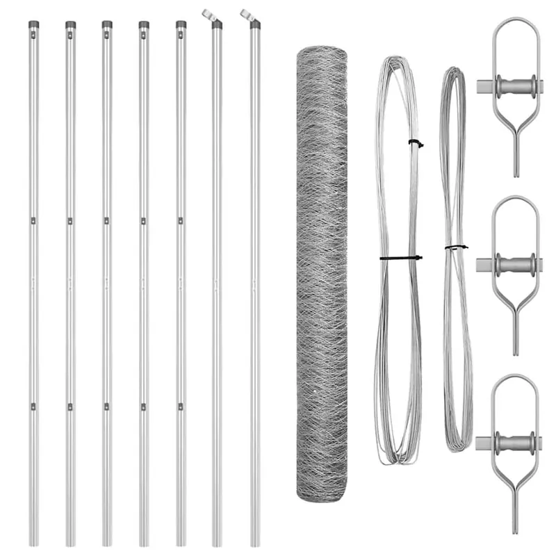 vidaXL Fissaggio a terra esagonale per recinzione 10 x 1,2 m Argento Goedkoop