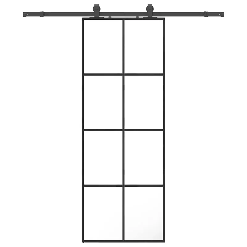 vidaXL Porta Scorrevole con Ferramenta Nera 76x205 cm in Vetro ESG Veilige Betaling