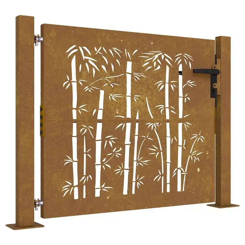 Meest Verkocht vidaXL Cancello da giardino 100x75 cm in acciaio Corten e design in bambù