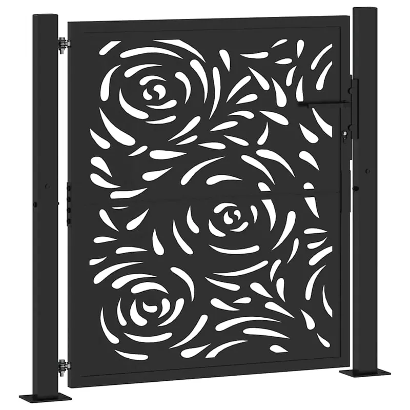 Seizoensaanbieding vidaXL Cancello da giardino nero 100x100 cm in acciaio con design a fiamma