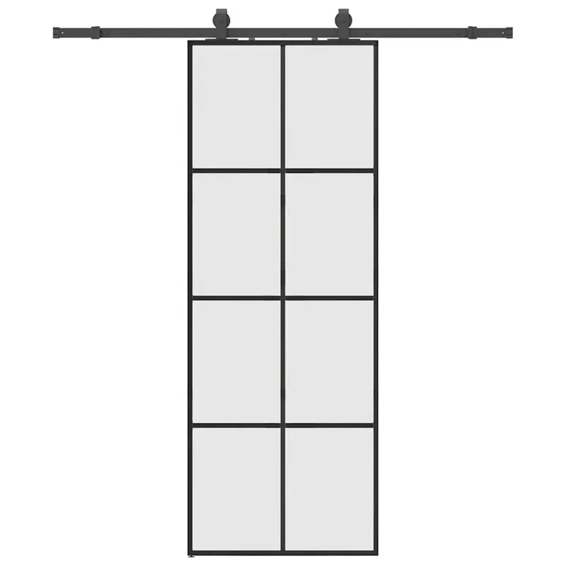 Actieprijs vidaXL Porta Scorrevole con Ferramenta Nera 76x205 cm in Vetro ESG