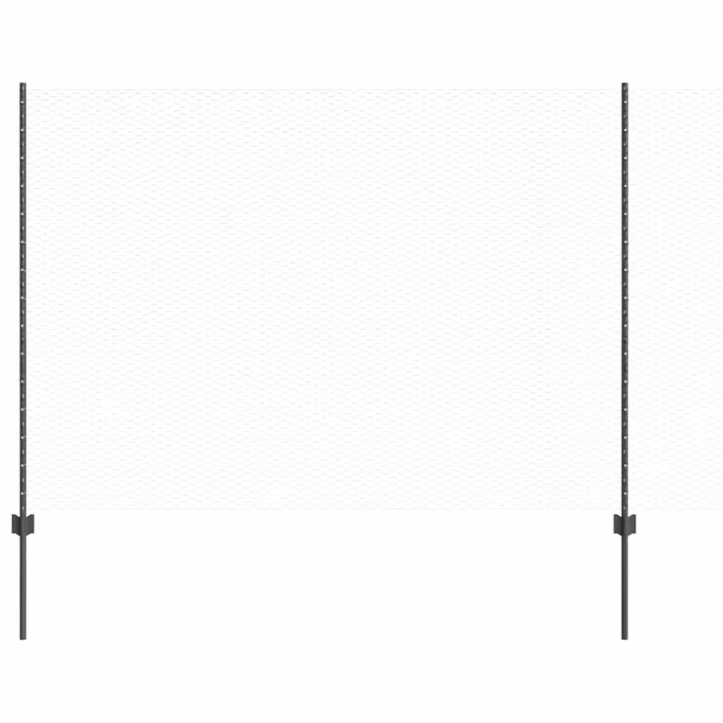Korting vidaXL Recinzione esagonale con palo 25 x 1,5 m Grigio Rete
