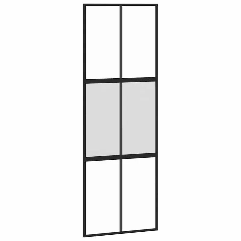 Uitverkoop vidaXL Porta Scorrevole Nera 76x205 cm in Vetro Temperato e Alluminio