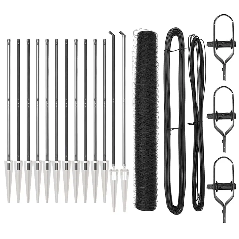vidaXL Recinzione esagonale con palo 25 x 1,2 m Grigio Rete Weekendaanbieding