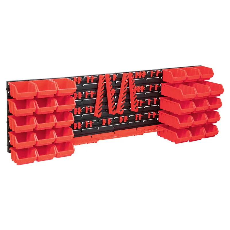 Gratis Retour vidaXL Kit Contenitori 80 pz con Pannelli a Parete Rosso e Nero