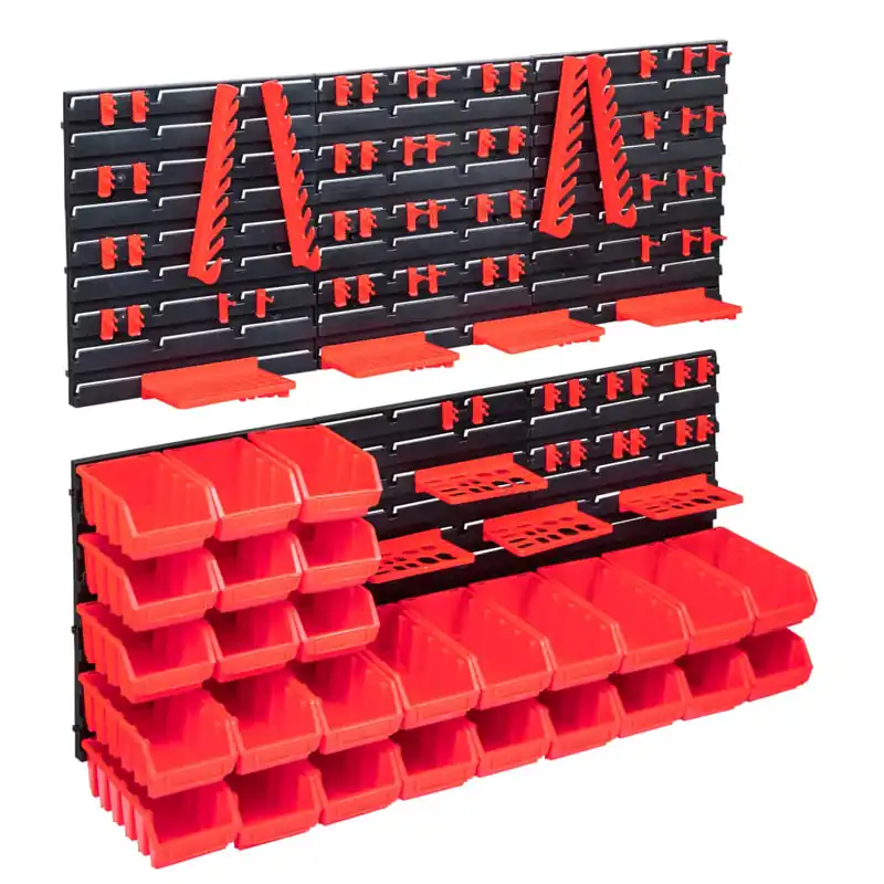 Snelle Levering vidaXL Kit Contenitori 103 pz con Pannelli a Parete Rosso e Nero
