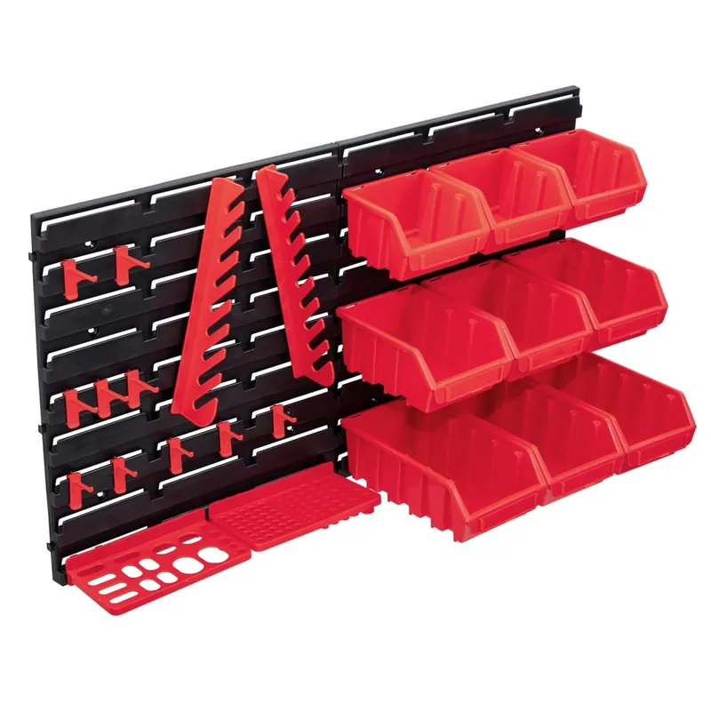 Hete Deal vidaXL Kit Contenitori 34 pz con Pannelli a Parete Rosso e Nero