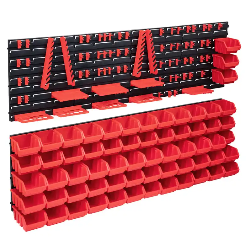 Koop Vandaag vidaXL Kit Contenitori 141 pz con Pannelli a Parete Rosso e Nero