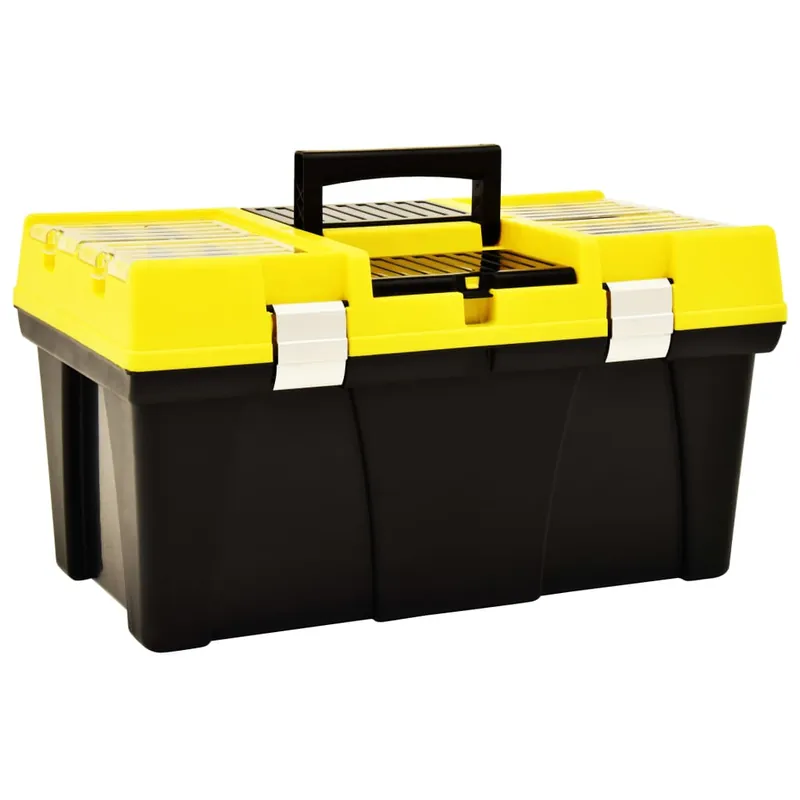 Koopje vidaXL Cassetta degli Attrezzi in Plastica 595x337x316 mm Gialla