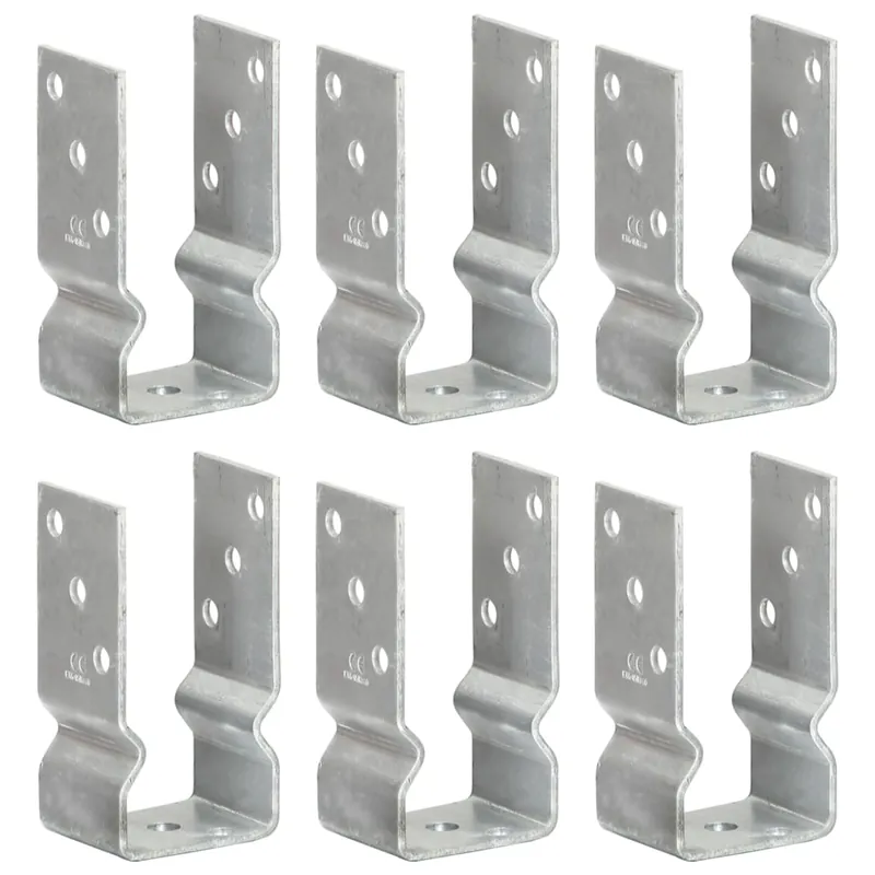 vidaXL Picchetti per Recinzione 6 pz Argento 7x6x15 cm Acciaio Zincato Bestel Nu