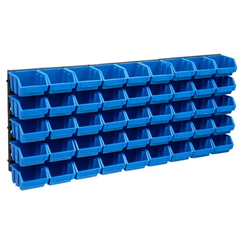 Korting vidaXL Kit Contenitori 48 pz con Pannelli a Parete Blu e Nero