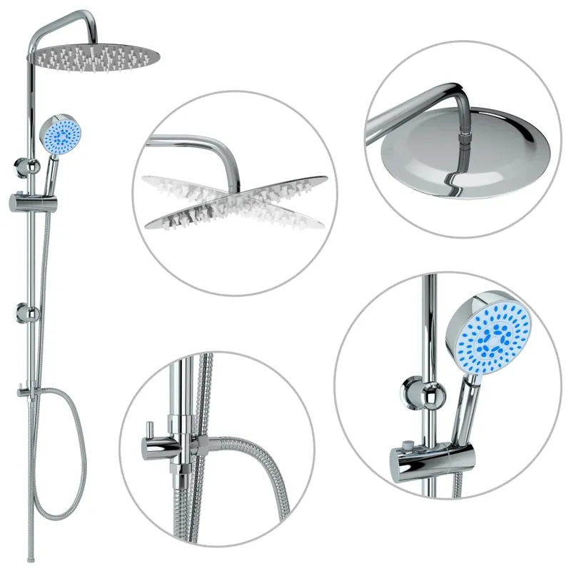 Bestel Nu vidaXL Set per Doccia a Doppio Soffione con Doccetta Acciaio Inox
