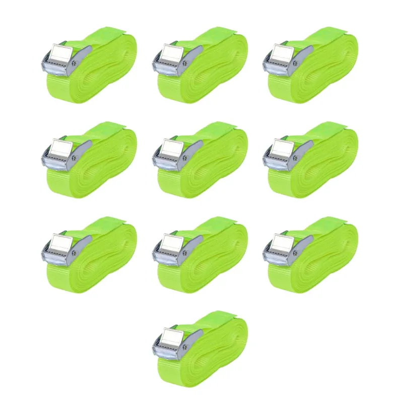 vidaXL Cinghie 10 pz 0,25 Tonnellate 5mx25 mm Verde Fluo Weekendaanbieding