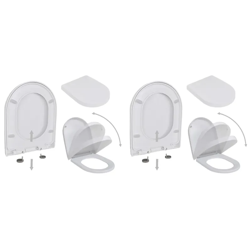 vidaXL Copriwater a Chiusura Rallentata 2 pz Plastica Bianco Express Levering