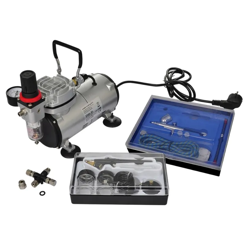 vidaXL Set Compressore Aerografo con 2 Pistole Aanbieding