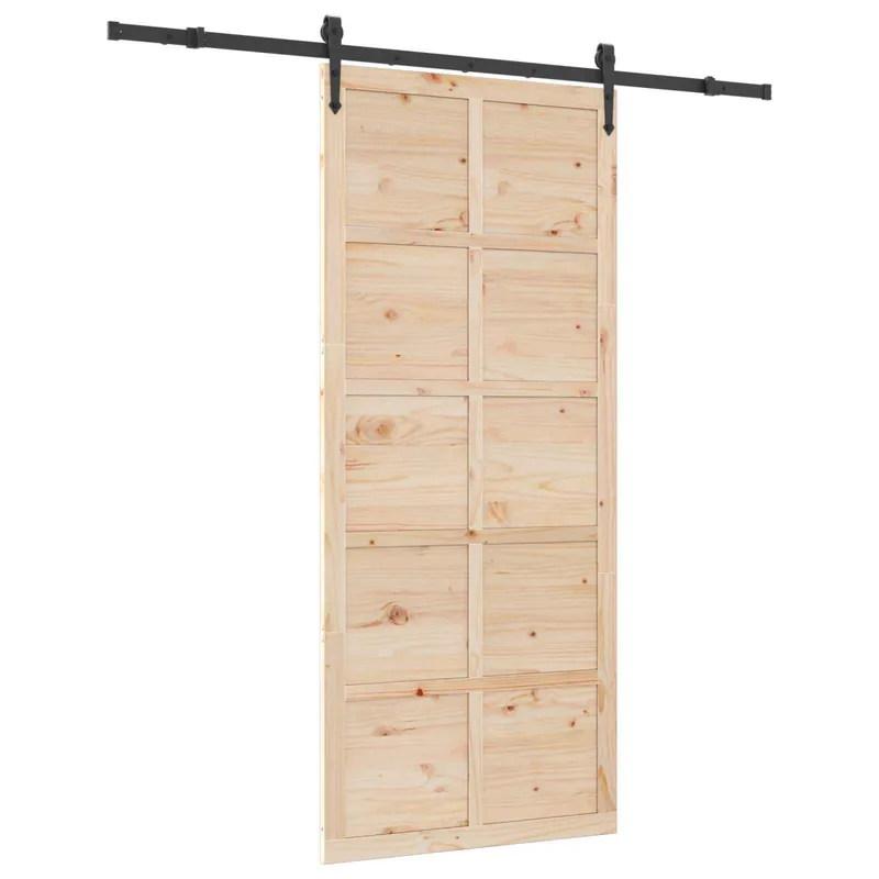 vidaXL Porta scorrevole Naturale 80 x 208 cm Legno Massello di Pino Aanbieding