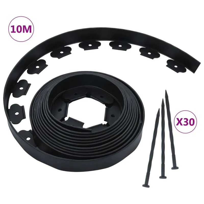 Lage Kosten vidaXL Bordura per Prato Flessibile con 30 Picchetti 10 m 5 cm