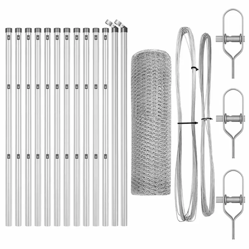 Weekendaanbieding vidaXL Fissaggio a terra esagonale per recinzione 25 x 0,4 m Argento