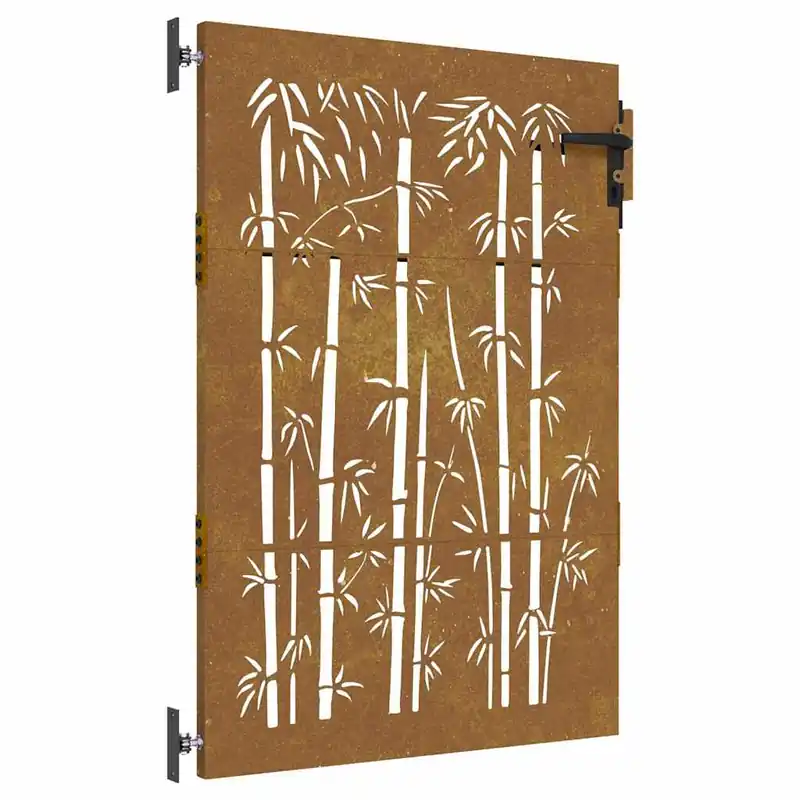 Korting vidaXL Cancello da giardino 85x150 cm in acciaio Corten e bambù