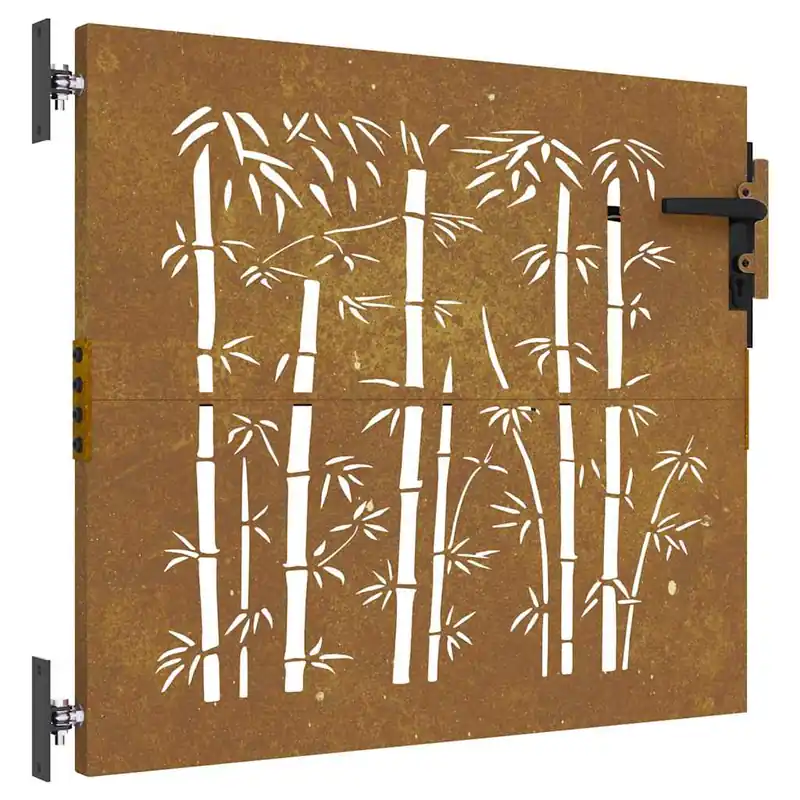 vidaXL Cancello da giardino 85x75 cm in acciaio Corten e design in bambù Dagaanbieding