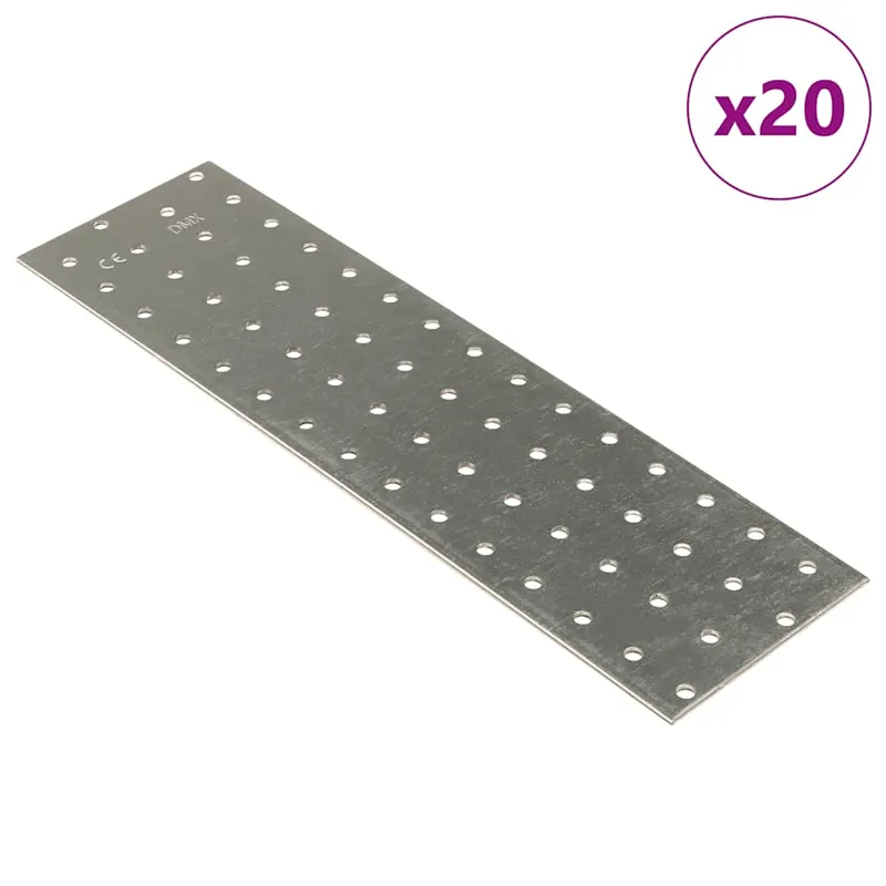 vidaXL Piastre Forate 20 pz 2 mm 300x80 mm Acciaio Zincato Korting