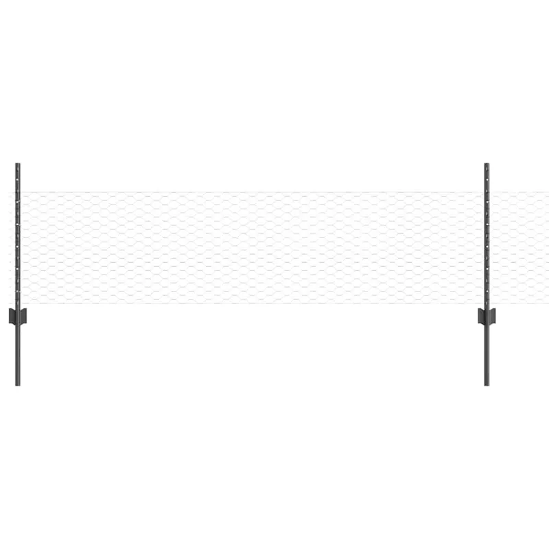Weekendaanbieding vidaXL Recinzione esagonale con palo 25 x 0,5 m Grigio Rete