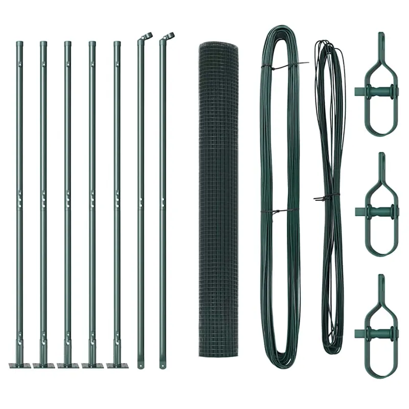 Goedkoop vidaXL Recinzione Metallica Saldato con Base in Cemento 10 x 1 m Verde