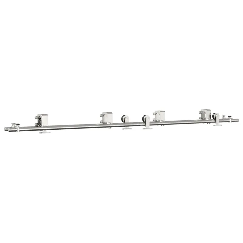 Direct Verzonden vidaXL Kit Binari Porta Scorrevole 200 cm Acciaio Inossidabile Argento