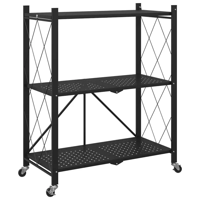 vidaXL Scaffale portaoggetti con ruote nero 71x34x88 cm in acciaio Tijdelijk Beschikbaar