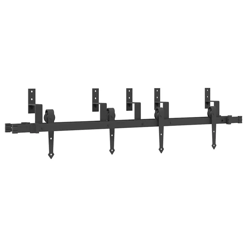 vidaXL Kit di Binari per Porte Scorrevoli 152,5 cm Acciaio Nero Seizoensaanbieding