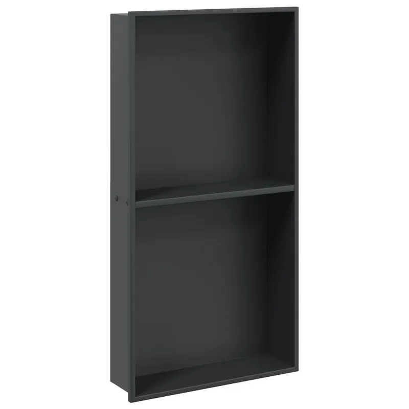 Beperkt Aanbod vidaXL Nicchia per Doccia Nero Opaco 32x62x9cm in Acciaio Inox