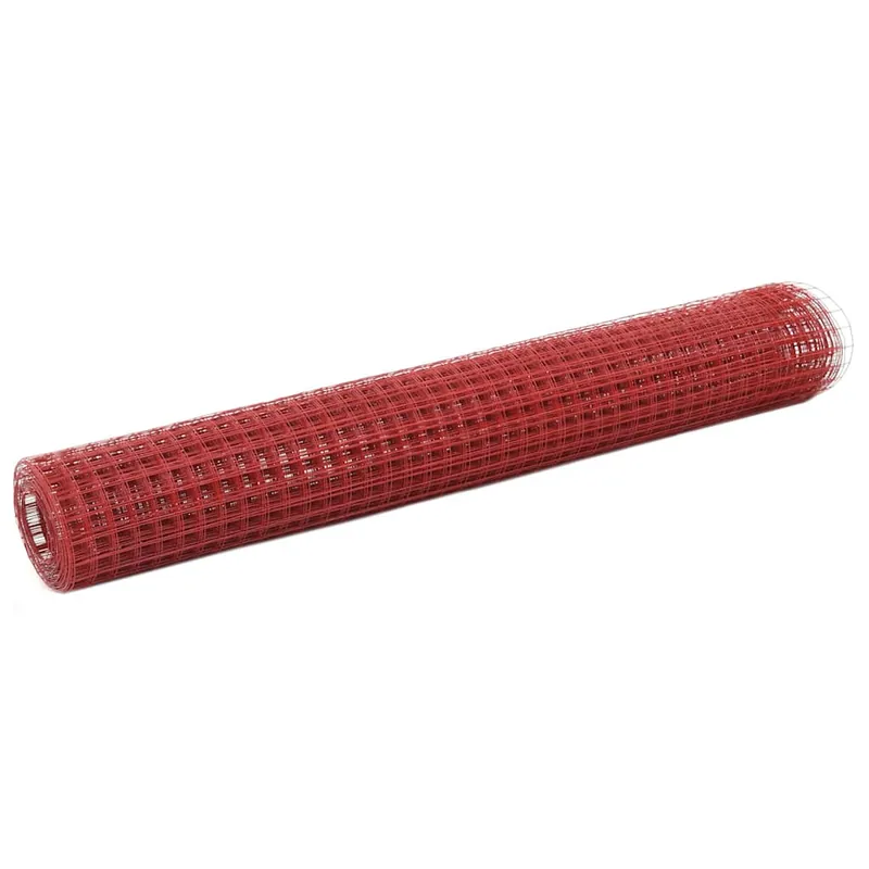 vidaXL Recinzione in Rete per Pollaio in Acciaio e PVC 10x1 m Rossa Dagaanbieding