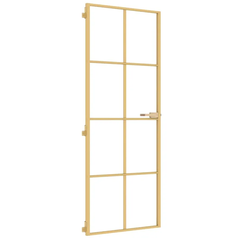 Veilige Betaling vidaXL Porta Interni Sottile Oro 76x201,5cm Vetro Temperato Alluminio