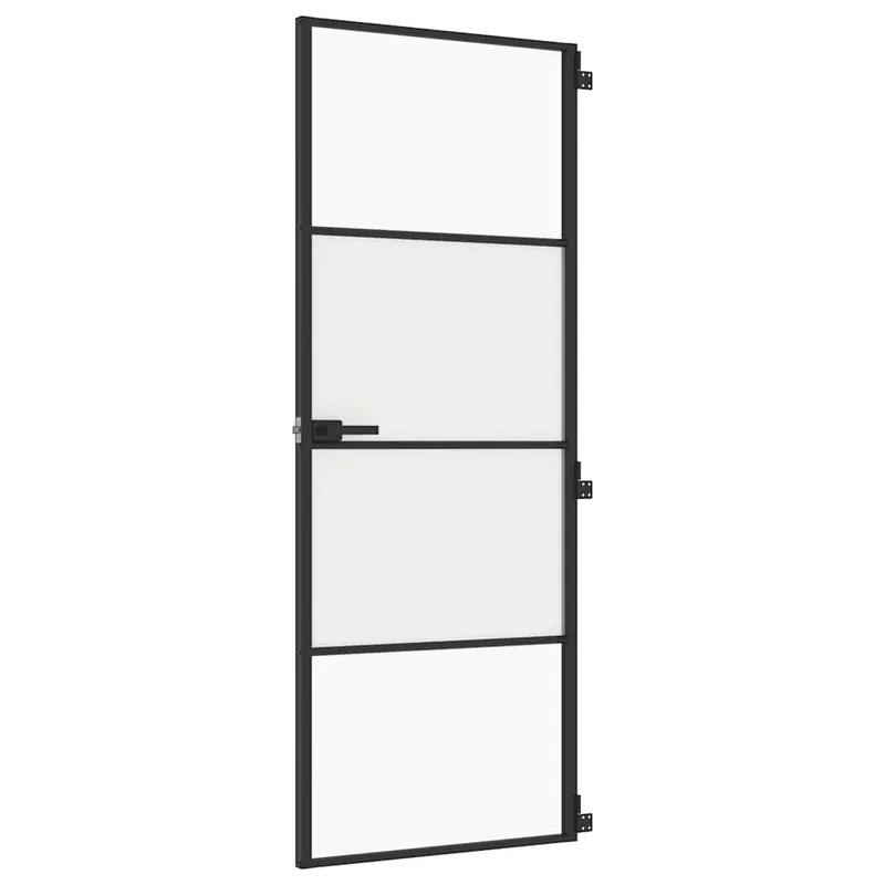Korting vidaXL Porta per Interni Nera 76x201,5cm Vetro Temperato e Alluminio