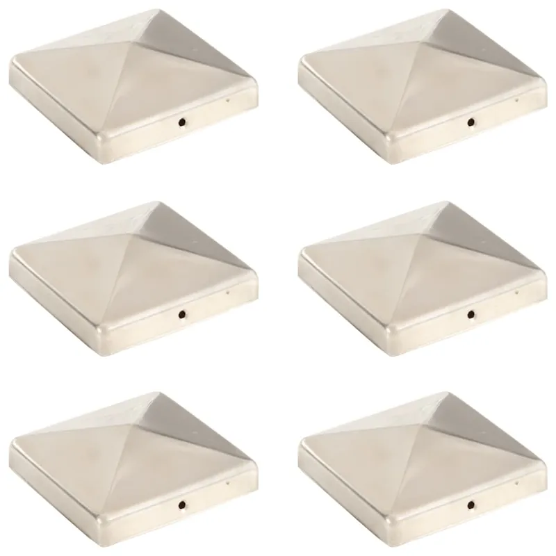 vidaXL Tappi per Pali a Piramide 6 pz in Acciaio Inox 101x101 mm Lage Kosten