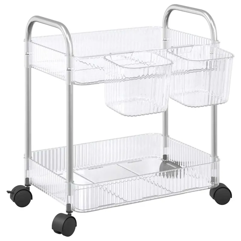 vidaXL Carrello Portaoggetti a 2 Livelli 37x28x43,5 cm in Acrilico Nieuw