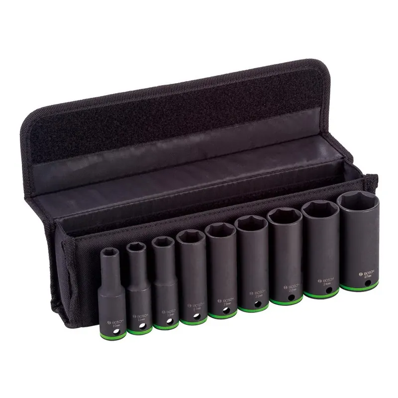 Seizoensaanbieding BOSCH Set bussole impact control 9 pezzi da 10 a 27 mm altezza 77 mm attacco 1/2