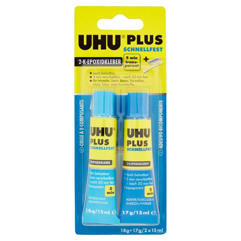 UHU Uhu plus 5 minuti colla epossidica bicomponente 15 ml + 15 ml 45700 uhu bostik Op = Op