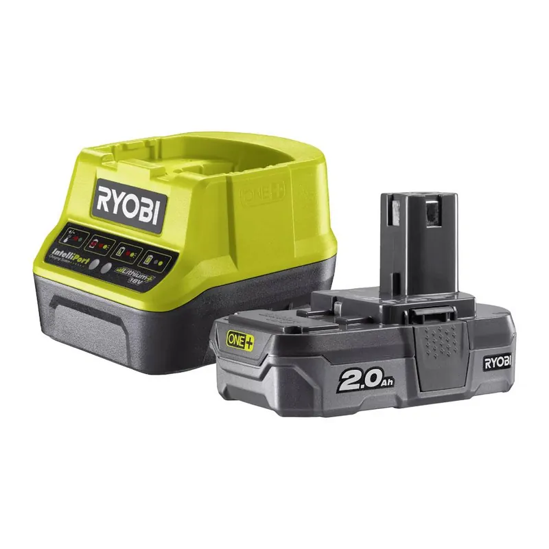 Seizoensaanbieding RYOBI Starter set batteria al litio 18v 2 ah li-ion e caricabatterie one+ rc18120-120 ryobi