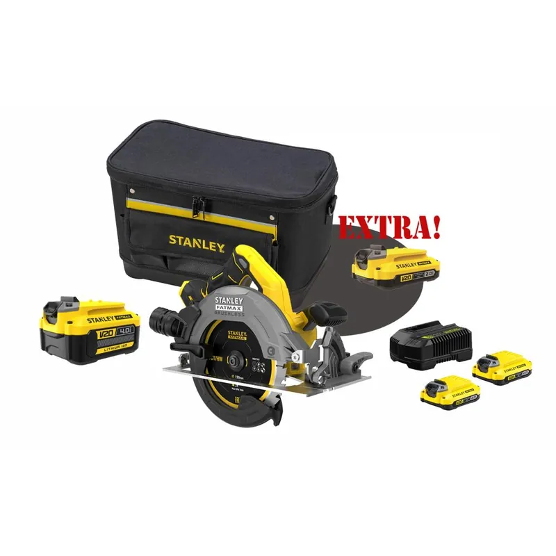 Beperkt Aanbod STANLEY Kit sega circolare a batteria 18v brushless v20 sfmcs550b + batteria al litio 18 volt li-ion 4.0 ah v20 sfmcb204 + set energia + extra omaggi fatmax® stanley®