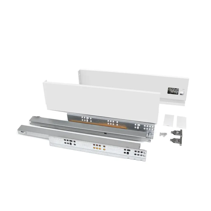 Weekendaanbieding EMUCA Kit cassetto vertex per cucina o bagno, altezza 93 mm, prof. 400 mm, 40 kg, chiusura soft, acciaio, bianco 3170412 emuca