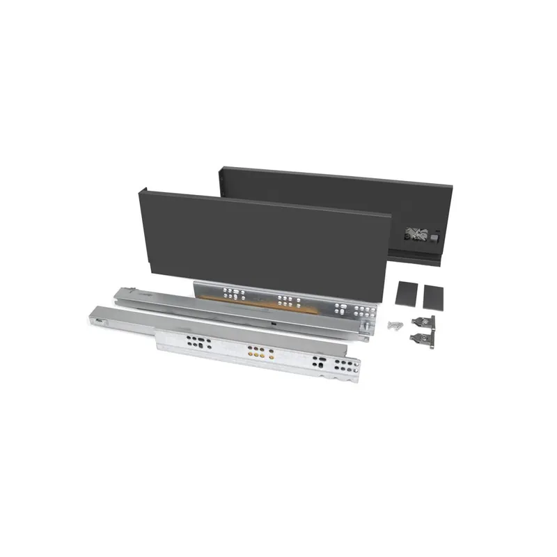 Aanbieding EMUCA Kit cassetto vertex cucina o bagno, altezza 178 mm, prof. 350 mm, 40 kg, chiusura soft, acciaio, grigio antracite 3171635 emuca