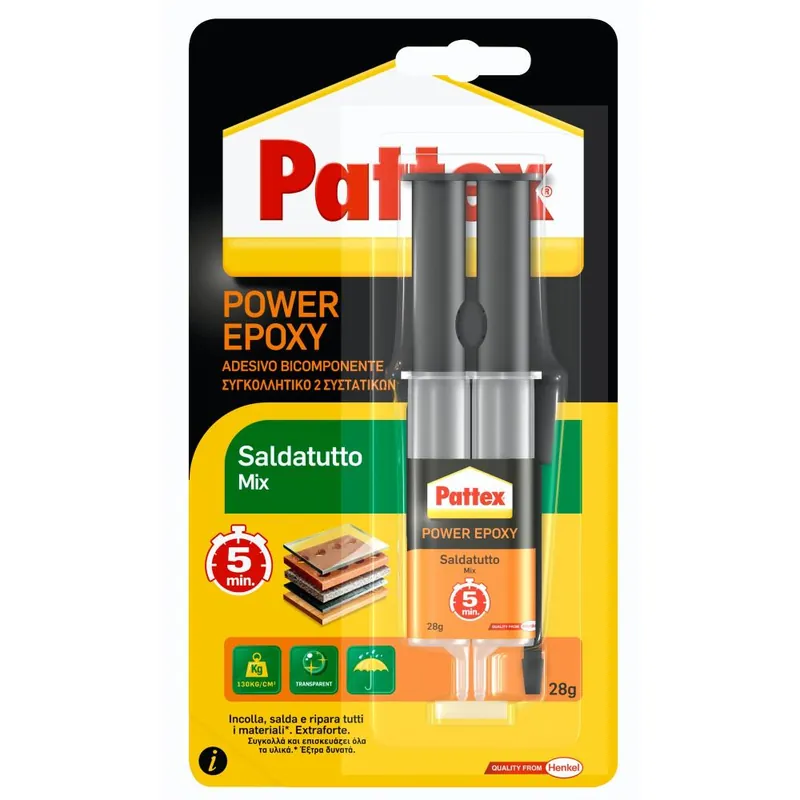 Dagaanbieding PATTEX Saldatutto mix power epoxy colla epossidica bicomponente siringa 28 gr 1478701 pattex by henkel