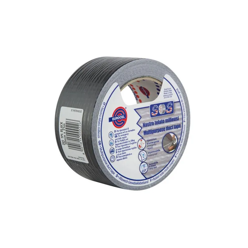 Koop Online EUROCEL SICAD Nastro americano adesivo telato nero 201 tpl altezza 50 mm x 25 mt 031706357 eurocel